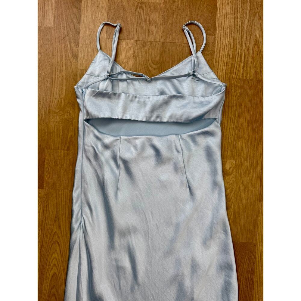 Princess Polly Icy Blue Satin Jazelle Maxi Dress Sz US6 Graduation Y2K Wedding - Picture 11 of 16